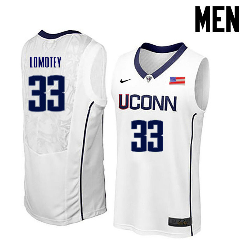 Men Uconn Huskies #33 Restinel Lomotey College Basketball Jerseys-White - Click Image to Close